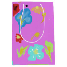 Abstract Colorful Floral Art Medium Gift Bag