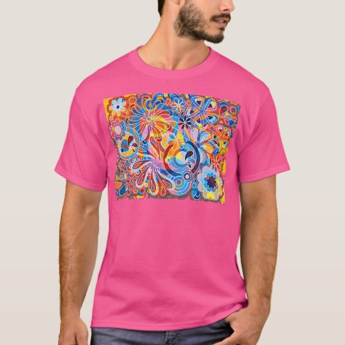 Abstract Colorful Floral Designs T_Shirt