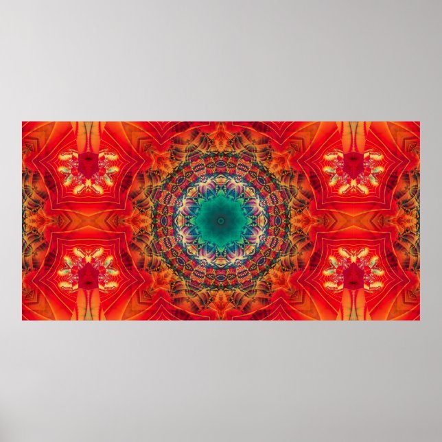Abstract colorful floral ornament seamless pattern poster (Front)