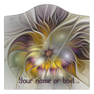 Abstract Colorful Flower Fractal Art Personalized Door Sign