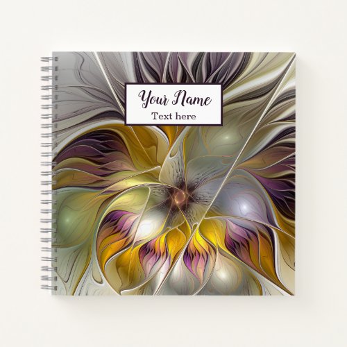 Abstract Colorful Flower Modern Fractal Art Name Notebook