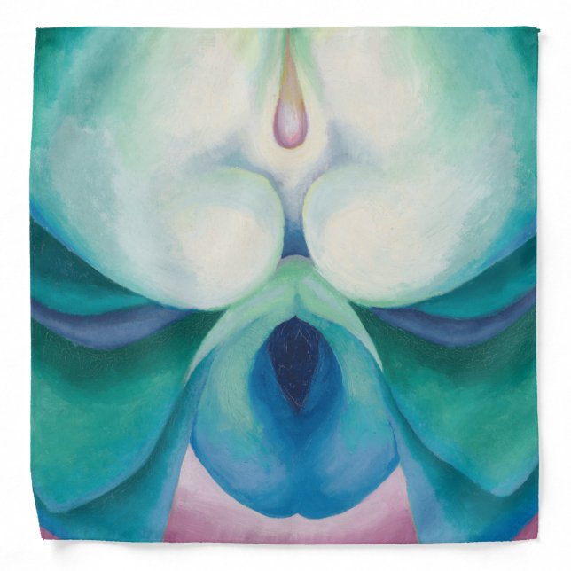 Abstract colorful flower painting Georgia O'Keeffe Bandana (Front)