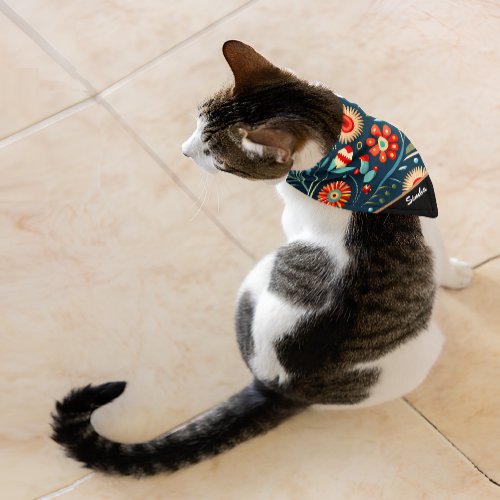 Abstract Colorful Flowers and Leaves Pattern Pets  Bandana