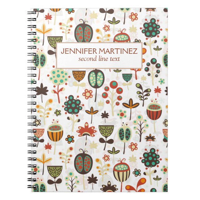 Abstract Colorful Flowers And Trees Notebook (Front)