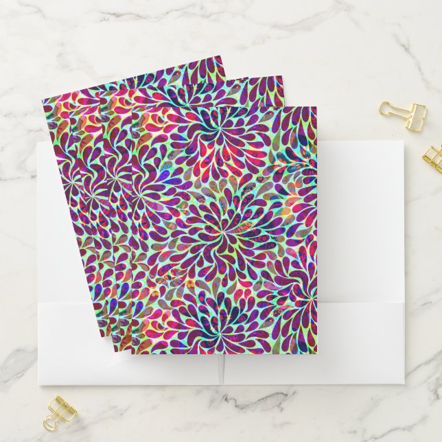 Abstract Colorful Flowers Pattern Padfolio Pocket Folder (In Situ)