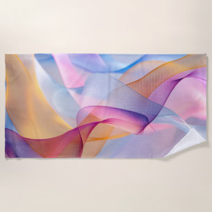Abstract Colorful Flowing Ribbons Beach Towel