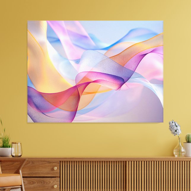 Abstract Colorful Flowing Ribbons Canvas Print (Insitu(LivingRoom))