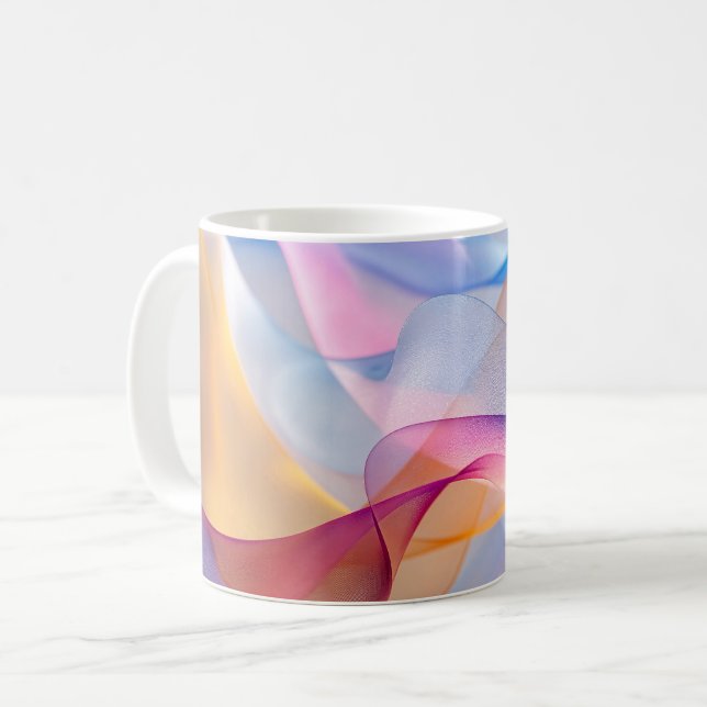 Abstract Colorful Flowing Ribbons Coffee Mug (Front Left)