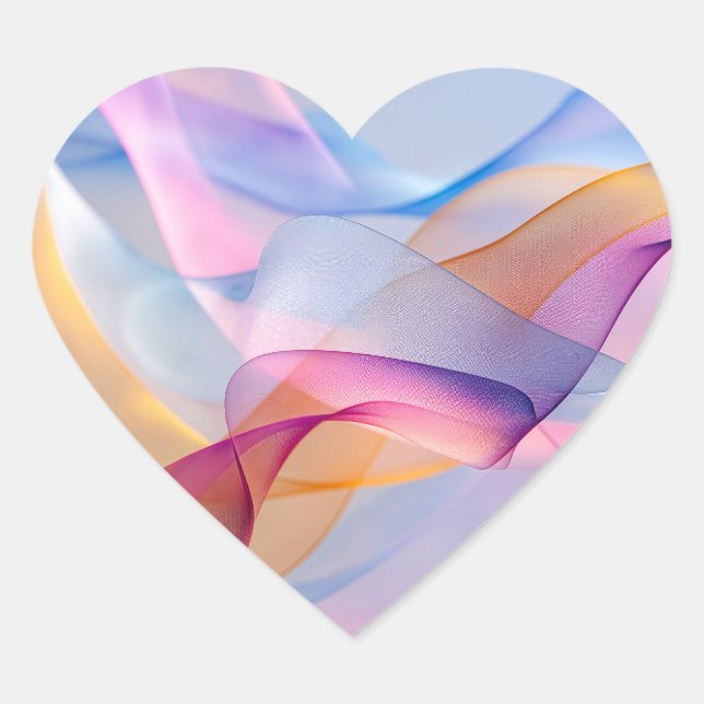 Abstract Colorful Flowing Ribbons Heart Sticker (Front)