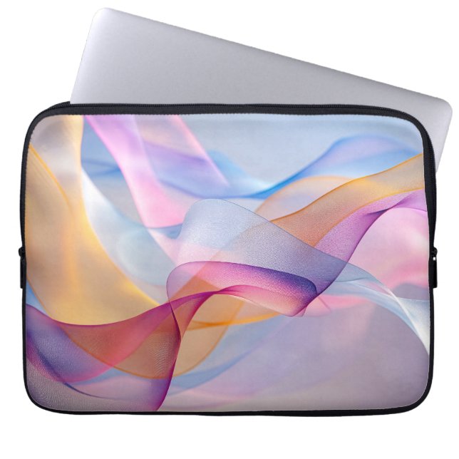 Abstract Colorful Flowing Ribbons Laptop Sleeve (Front)