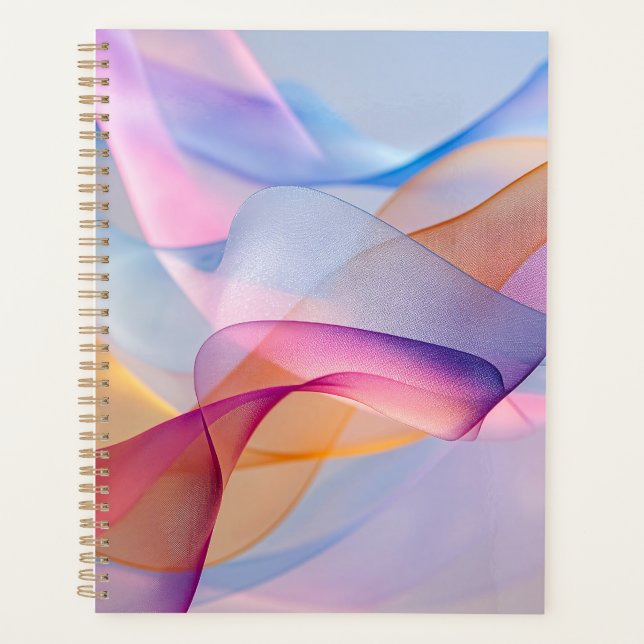 Abstract Colorful Flowing Ribbons Planner (Front)
