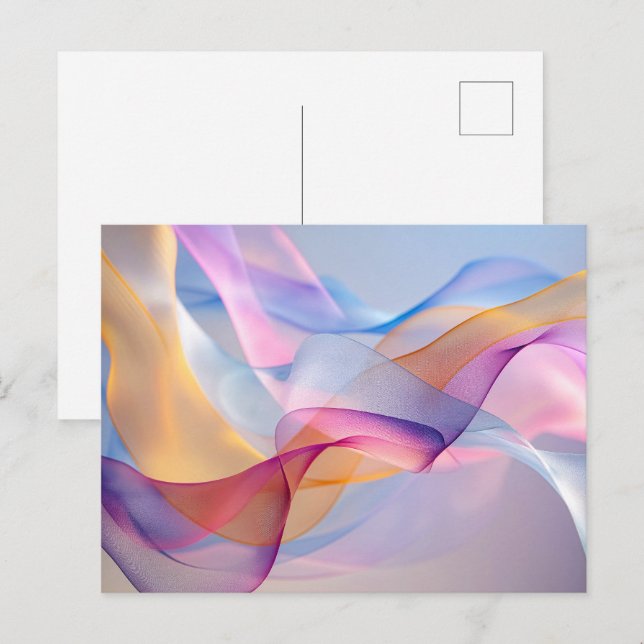 Abstract Colorful Flowing Ribbons Postcard (Front/Back)