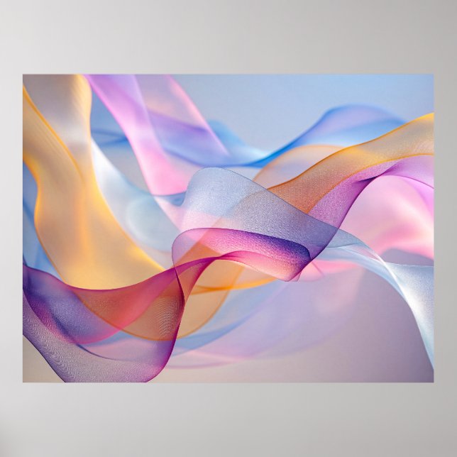 Abstract Colorful Flowing Ribbons Poster (Front)