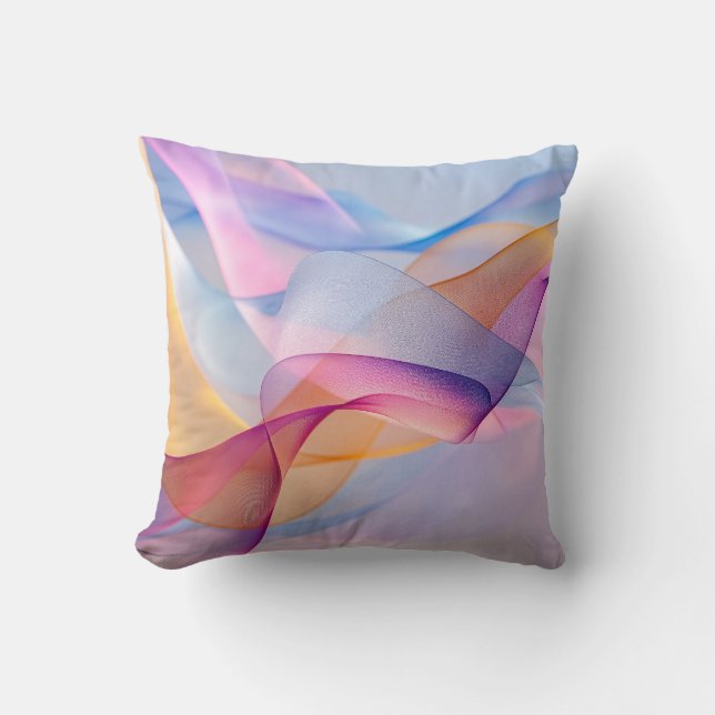 Abstract Colorful Flowing Ribbons Throw Pillow (Front)