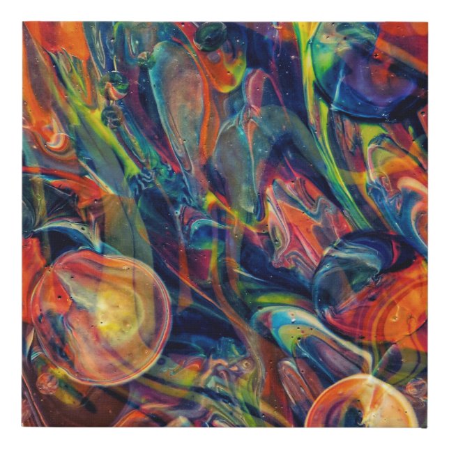 Abstract Colorful Fluid Layer Art Faux Canvas Print (Front)