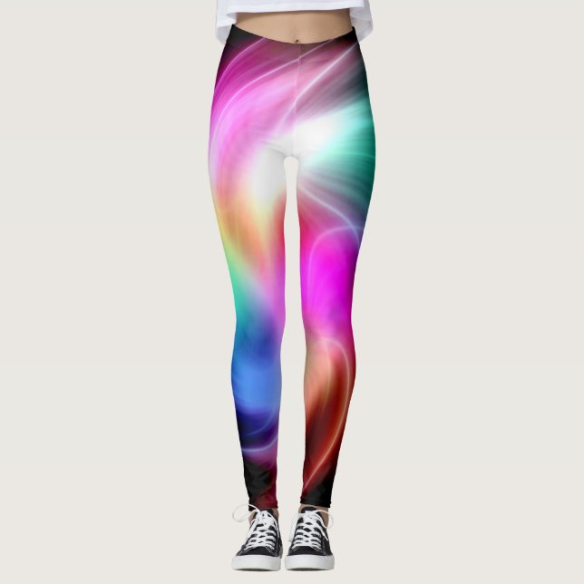 Abstract Colorful Fractal Pattern Leggings (Front)