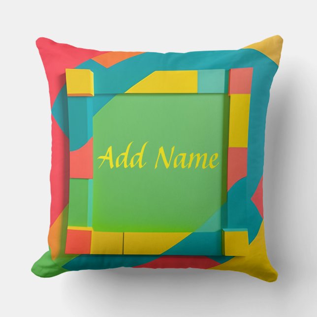 Abstract Colorful Geometric Composition Throw Pillow (Front)