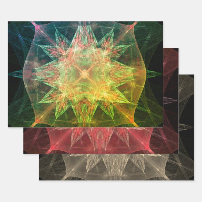 Abstract Colorful Geometric Decoupage  Wrapping Paper Sheets (Set)