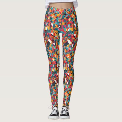 Abstract Colorful Geometric Design Small Print Leggings