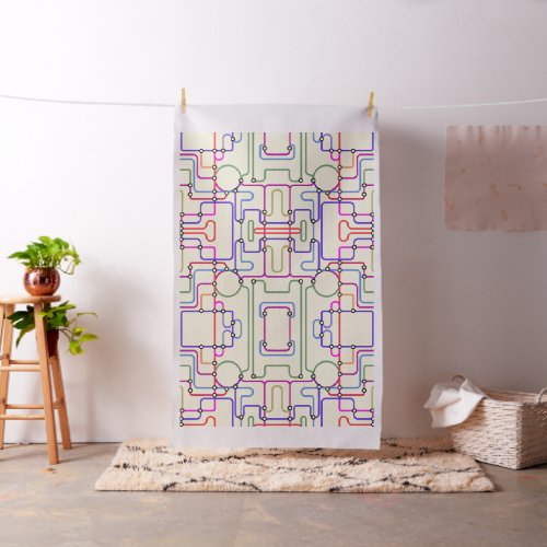 Abstract Colorful Geometric Lines Random Pattern 2 Fabric
