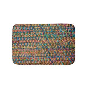Abstract Colorful Geometric Patchwork Bath Mat