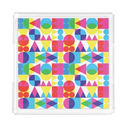 Abstract colorful geometric pattern design acrylic tray