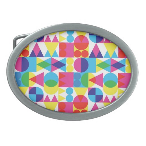 Abstract colorful geometric pattern design belt buckle