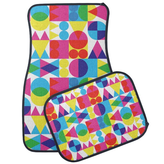 Abstract colorful geometric pattern design. car floor mat (Set)