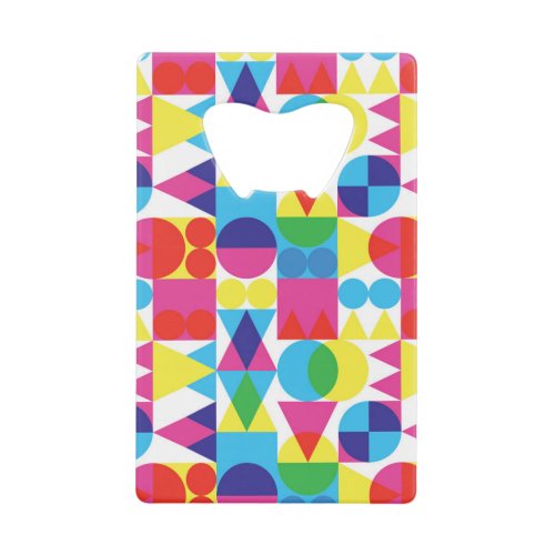 Abstract colorful geometric pattern design credit card bottle opener