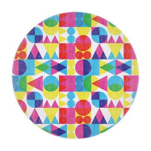 Abstract colorful geometric pattern design cutting board