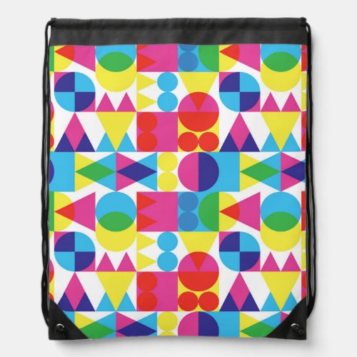 Abstract colorful geometric pattern design drawstring bag