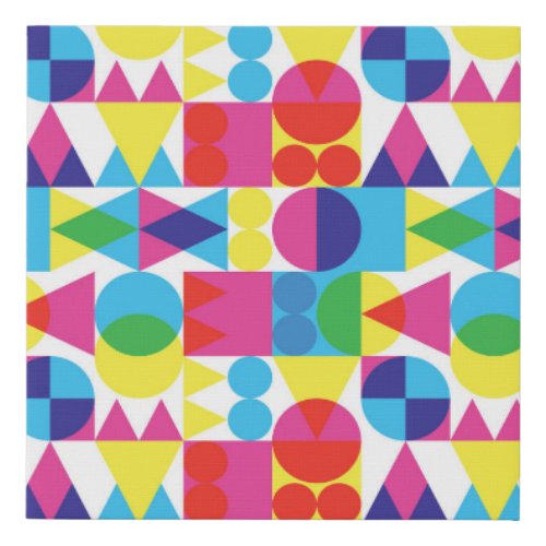 Abstract colorful geometric pattern design faux canvas print