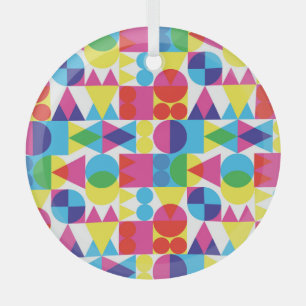 Abstract colorful geometric pattern design. glass ornament