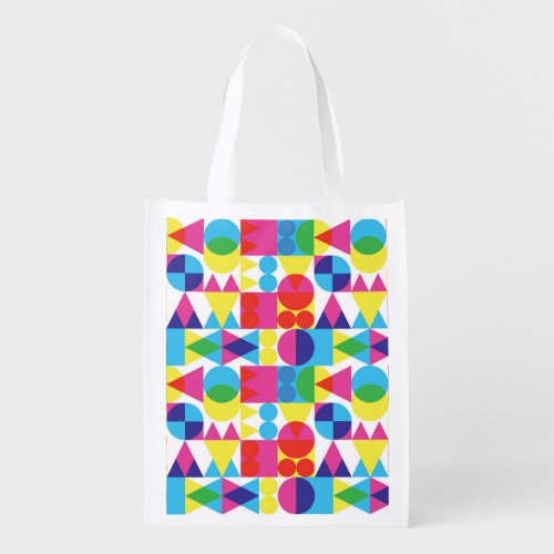 Abstract colorful geometric pattern design grocery bag