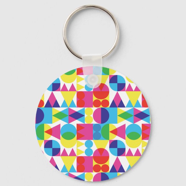 Abstract colorful geometric pattern design. keychain (Front)