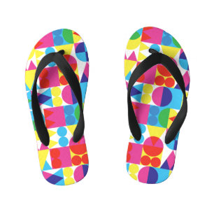 Abstract colorful geometric pattern design. kid's flip flops