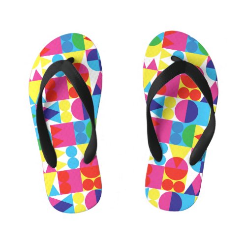 Abstract colorful geometric pattern design kids flip flops