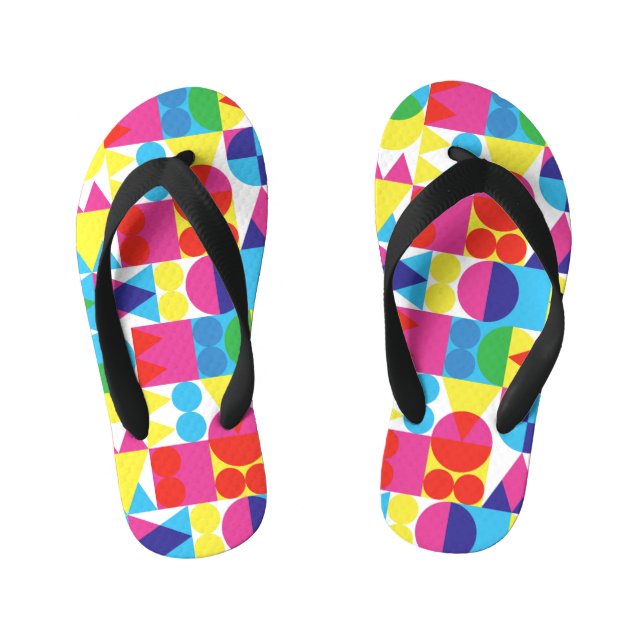 Abstract colorful geometric pattern design. kid's flip flops (Footbed)