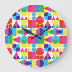 Abstract colorful geometric pattern design. large clock