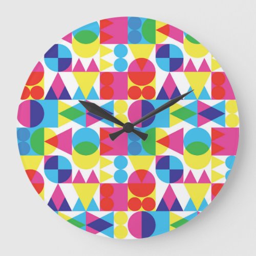 Abstract colorful geometric pattern design large clock