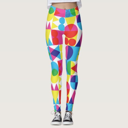 Abstract colorful geometric pattern design leggings
