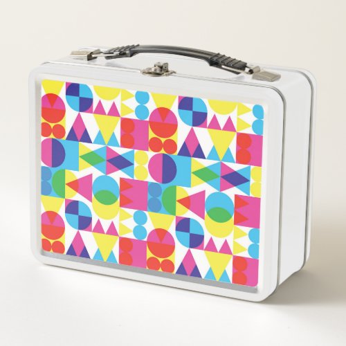 Abstract colorful geometric pattern design metal lunch box