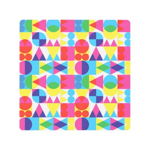 Abstract colorful geometric pattern design metal print