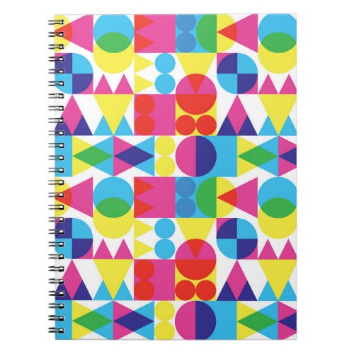 Abstract colorful geometric pattern design notebook