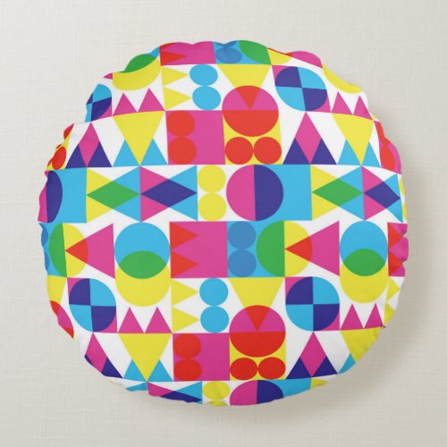 Abstract colorful geometric pattern design round pillow