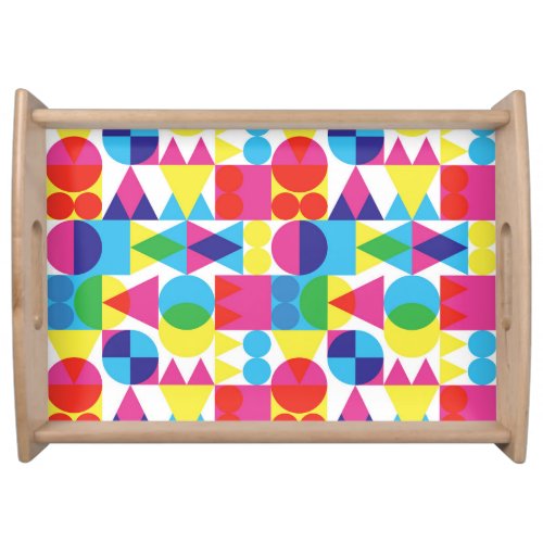 Abstract colorful geometric pattern design serving tray