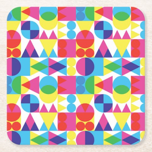 Abstract colorful geometric pattern design square paper coaster