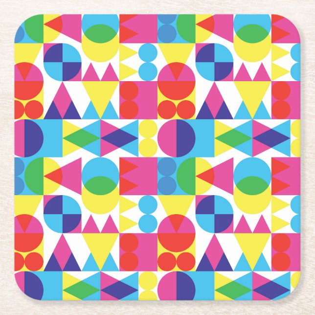 Abstract colorful geometric pattern design. square paper coaster (Front)