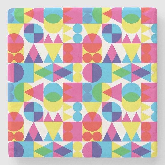 Abstract colorful geometric pattern design. stone coaster (Front)