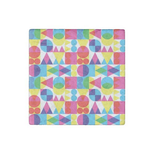 Abstract colorful geometric pattern design stone magnet